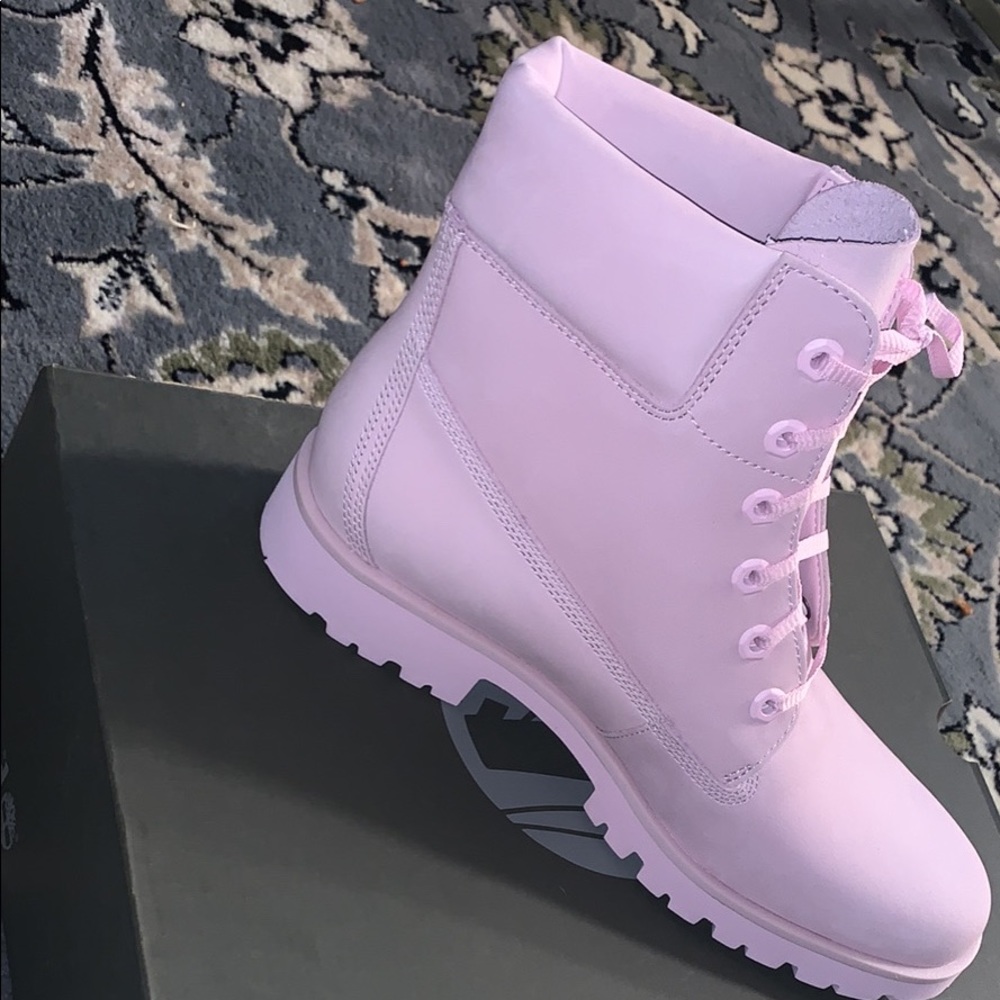 Pink timbaland boots